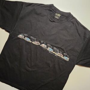 Newport Black Short Sleeve Tee with Surf Car Graphic